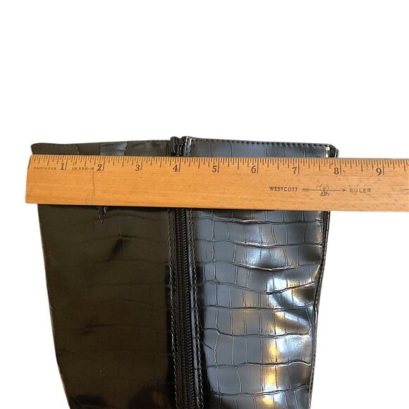 Karen Scott Boots Women Black SZ 7.5M Hanna Croc Wide-Calf Knee High Silver - Picture 10 of 15